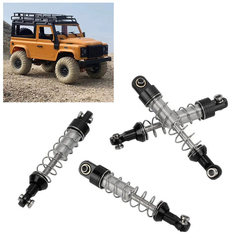 Adjustable Oil Shock Absorbers For 1/18 1/16 RC Crawlers, 4 Piece Metal Black Shocks Upgrade Kit with model car backdrop