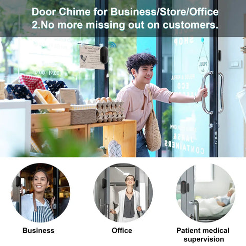 Wireless Door Chime Alarm When Door Opens For Kids Safety At Home Or Business, No Hassle Install Toddler Exit Alert, elderly care on glass door