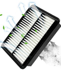Engine Air Filter Cap Replacement For Mazda 3 2019-2025 showing airflow arrows and filtration effect