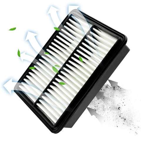 Engine Air Filter Cap Replacement For Mazda 3 2019-2025 showing airflow arrows and filtration effect