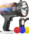 Rechargeable Spotlight Flashlight With Solar Panels, 1000 Lumen Beast Outdoor Handheld Light featuring flood and spot beam