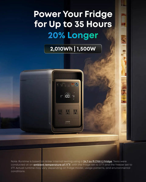 Solix S2000 Portable Power Station Paired With 200W Bifacial Solar Panel, 1500W Solar Generator with digital display.