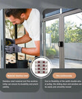 Four Piece Double Flat Wheel Sliding Window Rollers And Wardrobe Slider Pulleys Crafted From Premium Stainless Steel being installed on a sliding glass door.