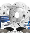 Front Brake Kit With Drilled And Slotted Rotors And Ceramic Brake Pads For 1999 Through 2006 Jeep Wrangler TJ Replacement