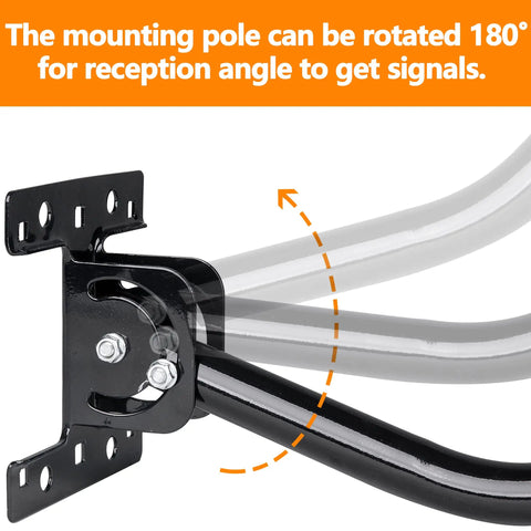 Adjustable 32.8 Inch Universal TV Antenna Mount Mast Pole with 180-degree rotation for outdoor or attic use