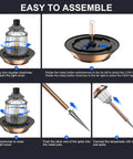 Assembly guide for Six Pack Solar Pathway Lights Outdoor Waterproof Dimmable 10-40 LM Auto On Off Yard Garden Lighting.