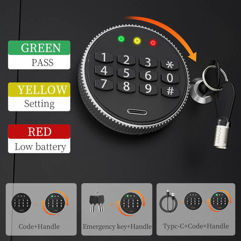 Fireproof Home Safe Box 1.2 Cu Ft With Digital Keypad And Safety Key Lock Type C Port Smart Alarm System interface details