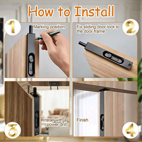 Installation guide for Stainless Steel Door Flush Bolt Latch 6 Inch L Type Lever Action Concealed Slide Lock Bolt Black Finish