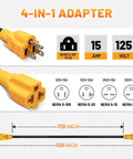 Built Tough 10 Ft Ac Power Adapter Cord 15 To 20 Amp Nema 5 15P To 5 15R 5 20R 6 15R 6 20R T Blade Splitter with 4-in-1 design