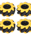 Mecanum wheels, 60mm, rubber-coated yellow and black, set of 4 for motors
