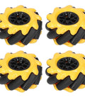 Omni Directional Mecanum Wheel Set For DIY Robots Pro Grade Durable ABS Rubber Coated 60mm Yellow Black Two Pairs