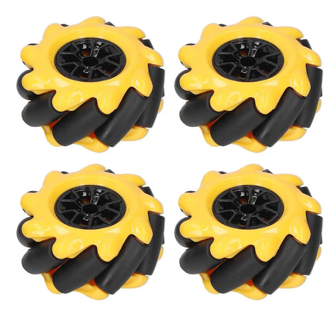 Omni Directional Mecanum Wheel Set For DIY Robots Pro Grade Durable ABS Rubber Coated 60mm Yellow Black Two Pairs
