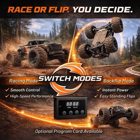 Brushless Fast RC Car With 56 Plus MPH, Standing Backflip Ready, One Sixteen Scale 4WD Monster Truck, Off Road RTR, Includes 3S LiPo Battery