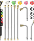 Eight Foot Pressure Washer Extension Wand For Gutter Cleaning With Six Nozzle Tips And Three Gutter Attachments One Quarter Inch