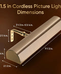 Cordless Led Picture Light With Remote Control 11 And A Half Inch Antique Brass With Silver Undertones dimensions