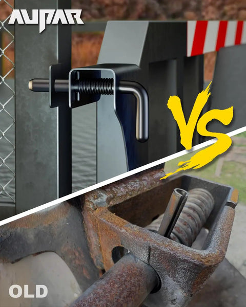 Heavy Duty Steel Trailer Gate Spring Latch Repair Kit 819T Anti Rust Black comparison of old and new gate latch systems