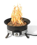 Portable Propane Fire Pit 19 Inch Round For Patio With 55,000 BTU Heat And Ambience, showing flame and lava rocks