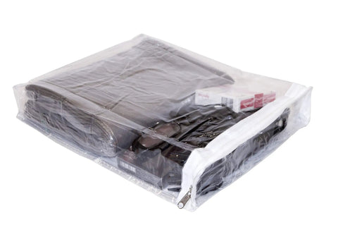 10 Pack Clear Vinyl Zippered Storage Bags With Display Pocket, 9 x 11 x 2 Inches, Durable 4 Gauge Vinyl, White Nylon Zipper