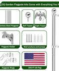 Sturdy 6 Foot Stainless Steel Flag Pole Kit With 1.25 Inch Diameter Built To Weather The Wind And Last For Years Rustproof And Corrosion Resistant Outdoor Flagpole With Holder Includes Embroidered US Flag For Home Or Biz Use, kit components displayed
