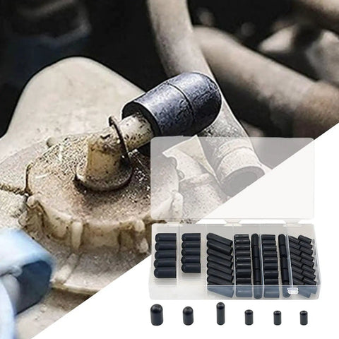 Ultimate Vacuum Cap Kit 80 Piece Rubber Carburetor Cover Set attached to engine port for sealing