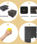 Straight Up Pro Grade Pyramid Acoustic Foam Panels 36 Pack Sound Dampening Wall Tiles 12 By 12 By 2 Inch Thick installation process steps