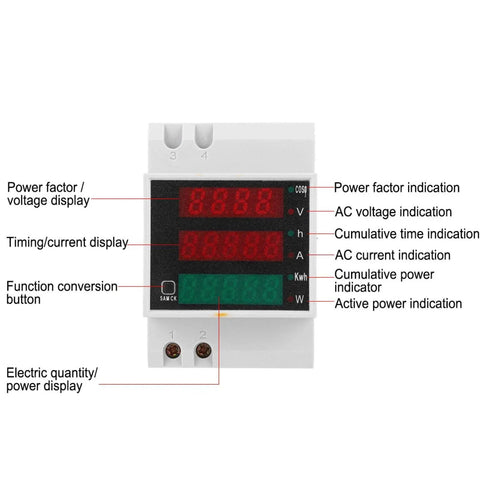 Top Shelf Digital Current And Voltage Meter Featuring Bright LED Displays For Industrial Control Systems showing display indicators.