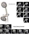 Brushed Nickel Shower Faucet Set With Valve And 48 Settings, Dual 2 In 1 High Pressure Rain And Handheld Shower Head System