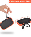 Hard Case For SanDisk Extreme Portable SSD Built Tough Rugged Foam Padding And Mesh Pocket For USB Cables And SD Cards Custom Fit External Drive Protector In Bright Orange Zipper held in hand