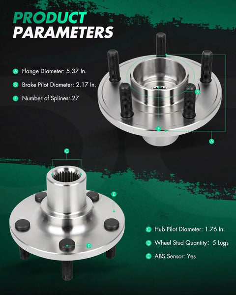 Beefed-Up Front Wheel Hub Bearing Assembly For Ford Focus 2012-2018 And Ford C-Max 2013-2018 510110 Hub81 Replacement, 5-Lug