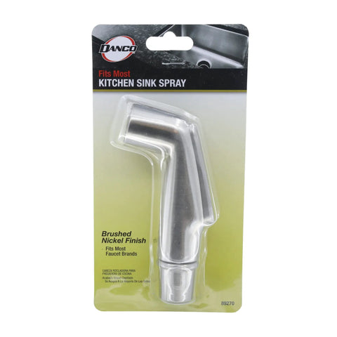 Brushed Nickel Kitchen Sink Side Spray Head 1 Pack With Easy On Off Thumb Control, in retail packaging, front view