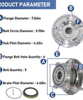 Diagram of 2 Pack Front Wheel Hub Bearing Assembly For Toyota Sequoia 2008 To 2021 And Toyota Tundra 2007 To 2021 4WD with dimensions