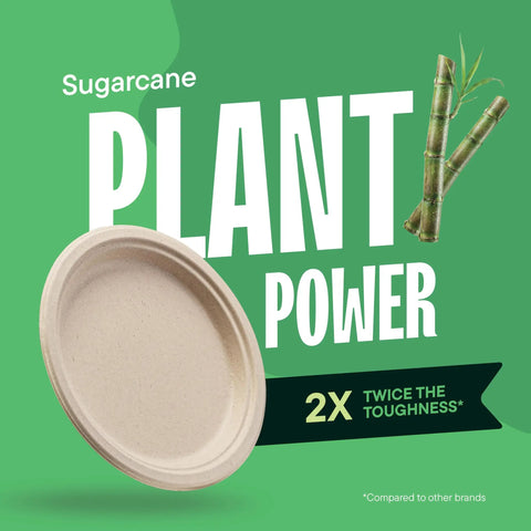 Heavy Duty 9 Inch Compostable Paper Plates 125 Pack Made From Sugarcane Bagasse Biodegradable Unbleached Brown Dinner Plates