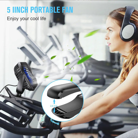 USB Clip On Desk Fan With Sturdy Clamp Tiny But Mighty Portable Personal Fan Corded Power in gym setting