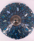 Top view of Sea Blue Stained Glass Dragonfly Lampshade Replacement 16 Inch For Table Lamps Floor Lamps Ceiling Fixtures Pendant Hanging Lights Three Hooks Home Office Decor Classic Vibe Soft Warm Glow