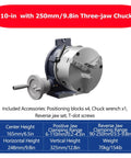 Heavy Duty 3 Jaw Chuck Indexing Head With Tailstock For CNC Milling Machines 10 inch cast iron with accessories
