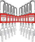 Key Alike Lockout Tagout Padlock Set Of 10 With Identical Keys And Two Keys Per Lock, red steel, OSHA compliant, unique numbering