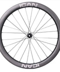 G40 G50 Carbon Gravel Wheelset Hooked Rim 700C Disc, 50mm Depth, 36mm Inner Width, 36T Ratchet Hub, Front View