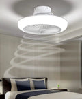 Dope Modern Ceiling Fan With Lights And Remote Control Round LED Fixture With Acrylic Lampshade Bedroom