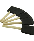 Super Smooth Poly Foam Paint Brushes With Ergonomic Handles For Effortless Application And Flawless Finish High Density Reusable Craft Tools, set of five foam brushes with wooden handles.