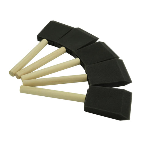 Super Smooth Poly Foam Paint Brushes With Ergonomic Handles For Effortless Application And Flawless Finish High Density Reusable Craft Tools, set of five foam brushes with wooden handles.