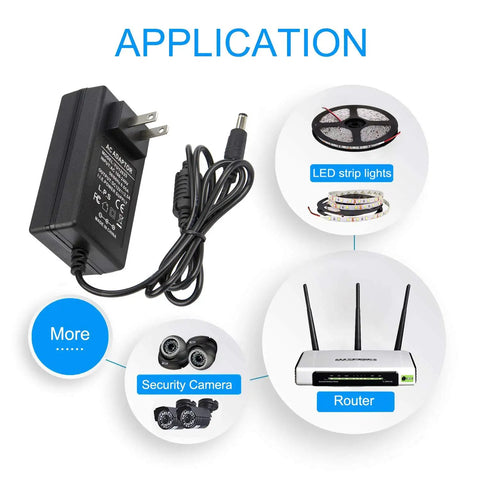 Plug And Play 12V 2.5A Universal Power Adapter 100-240V To DC 12V 30W Charger with applications for security camera, LED strip
