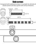 Diagram of slub screws for Stainless Steel Brushed Satin Nickel Cabinet Pulls Pack Of 30 Hollow Tube T Bar Drawer Handles.