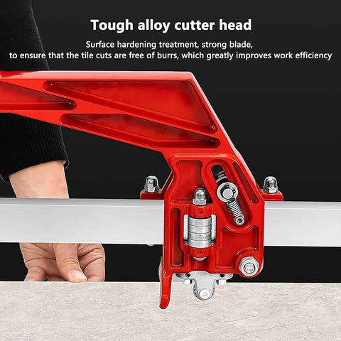 Professional Manual Tile Cutter 1000mm for Porcelain Ceramic Flooring Wall showing tough alloy cutter head close-up