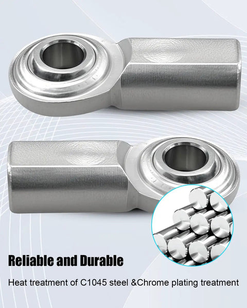 Stainless Steel Rod End Bearing Heim Joint 1/2 x 1/2-20 RH Female Thread Heavy Duty Workhorse Grade With High Load Capacity Ultra Precision Low Noise One Way Lubrication Valve For Quick Oil Injection Locking Ball and Copper Ring, C1045 steel chrome plated
