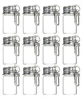 Top Tier 12 Pack 7 ml Mini Glass Bottle Keychains Featuring Secure Screw Lids And Heavy Duty Metal Rings, 12 clear glass vials with clips.