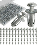 Badass Eighty Piece Petal Expansion Bolt Kit With Compact Toolbox Includes M4 Through M6 Jack Nuts showing galvanized bolts and nuts.