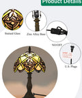 Irish Celtic Tiffany Style Stained Glass Table Lamp With 17500 Lumen Light, E26 Bulb Holder, bronze-metal base, UL Listed