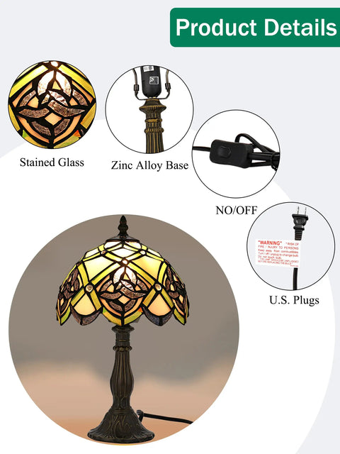 Irish Celtic Tiffany Style Stained Glass Table Lamp With 17500 Lumen Light, E26 Bulb Holder, bronze-metal base, UL Listed