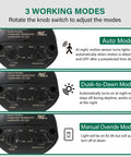 Image showing modes of Two Pack Motion Sensor Floodlight Detector With 180 Degree Coverage Adjustable Time And Sensitivity UL Listed