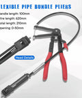 4 Piece Long Reach Hose Clamp Pliers Tool Set With Premium Hard Case For Automotive Radiator Hose Clamp Remover Flexible Wire Pliers Designed For Coolant Heater And Water Hose Maintenance And Repairs, showing red-handled flexible wire pliers.